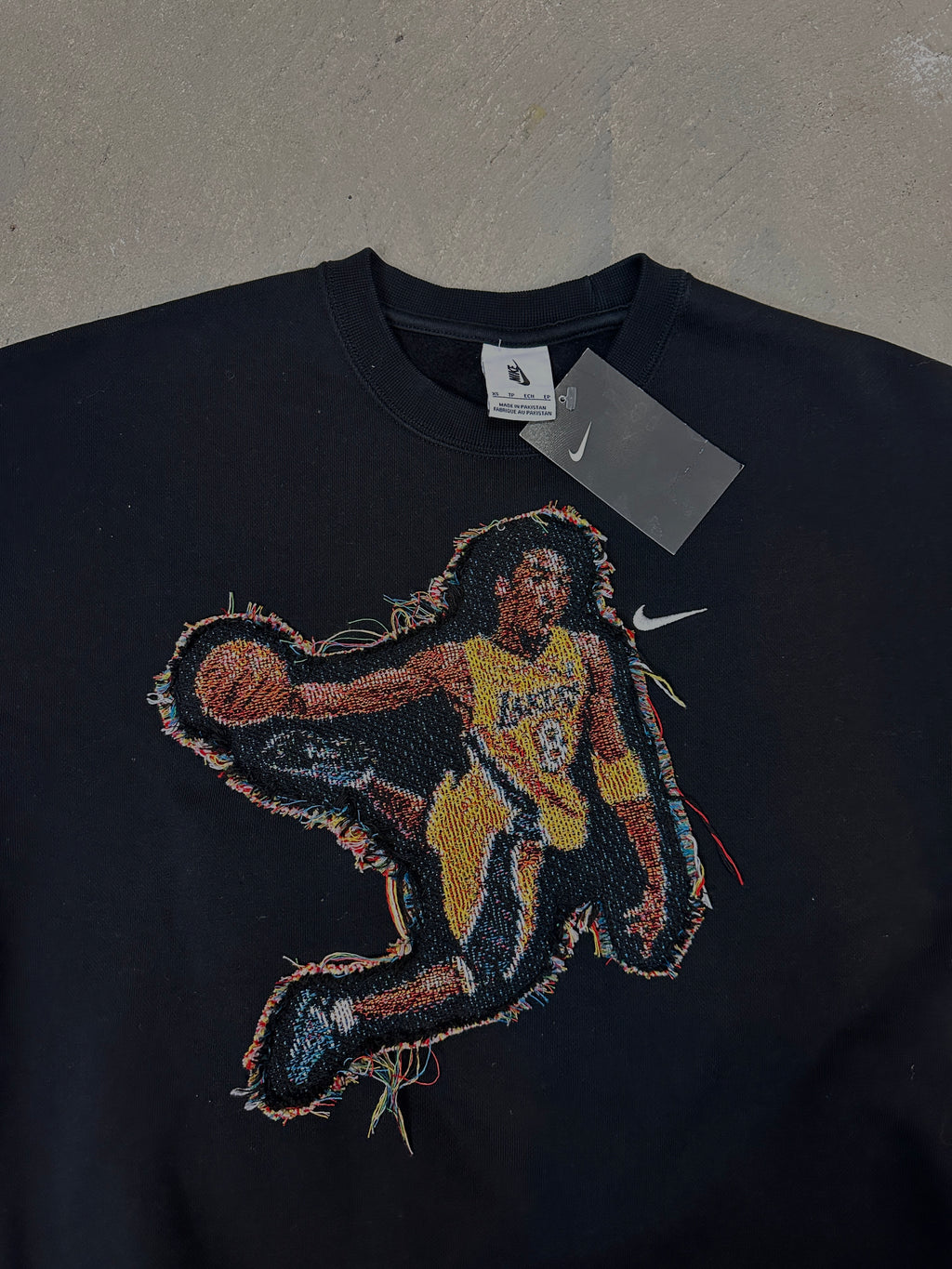 Black Crewneck with Basketball Man Patchwork