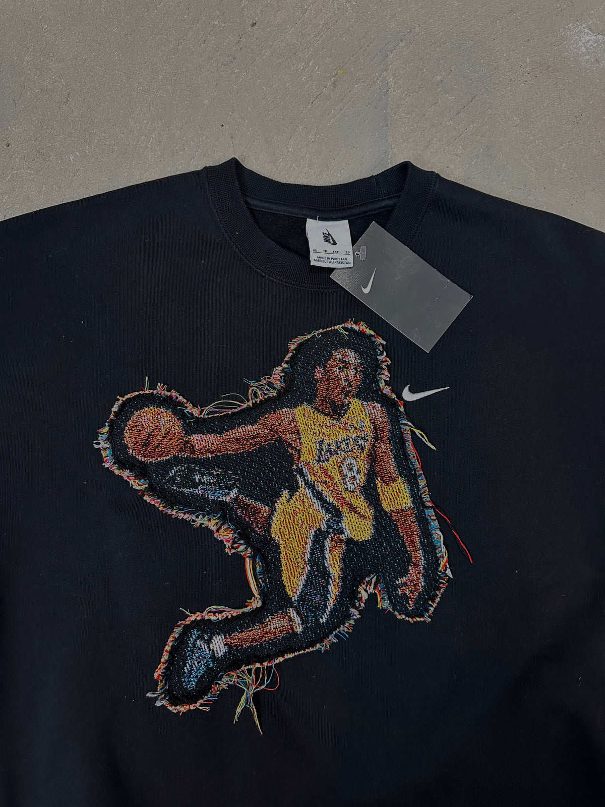 Black Crewneck with Basketball Man Patchwork