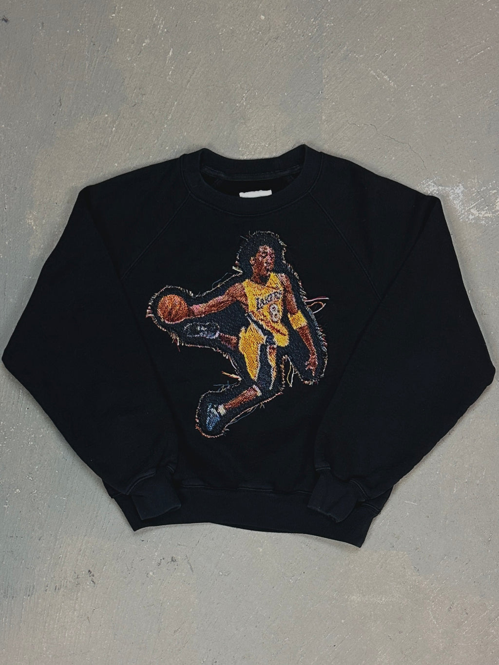 Black Crewneck with Basketball Man Patchwork