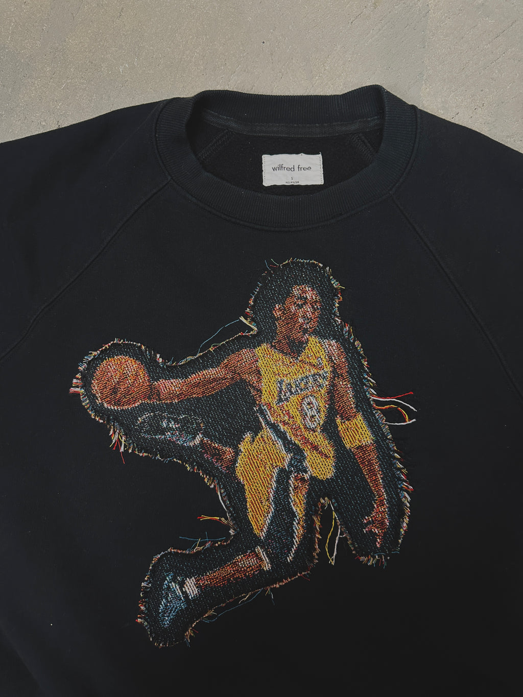 Black Crewneck with Basketball Man Patchwork