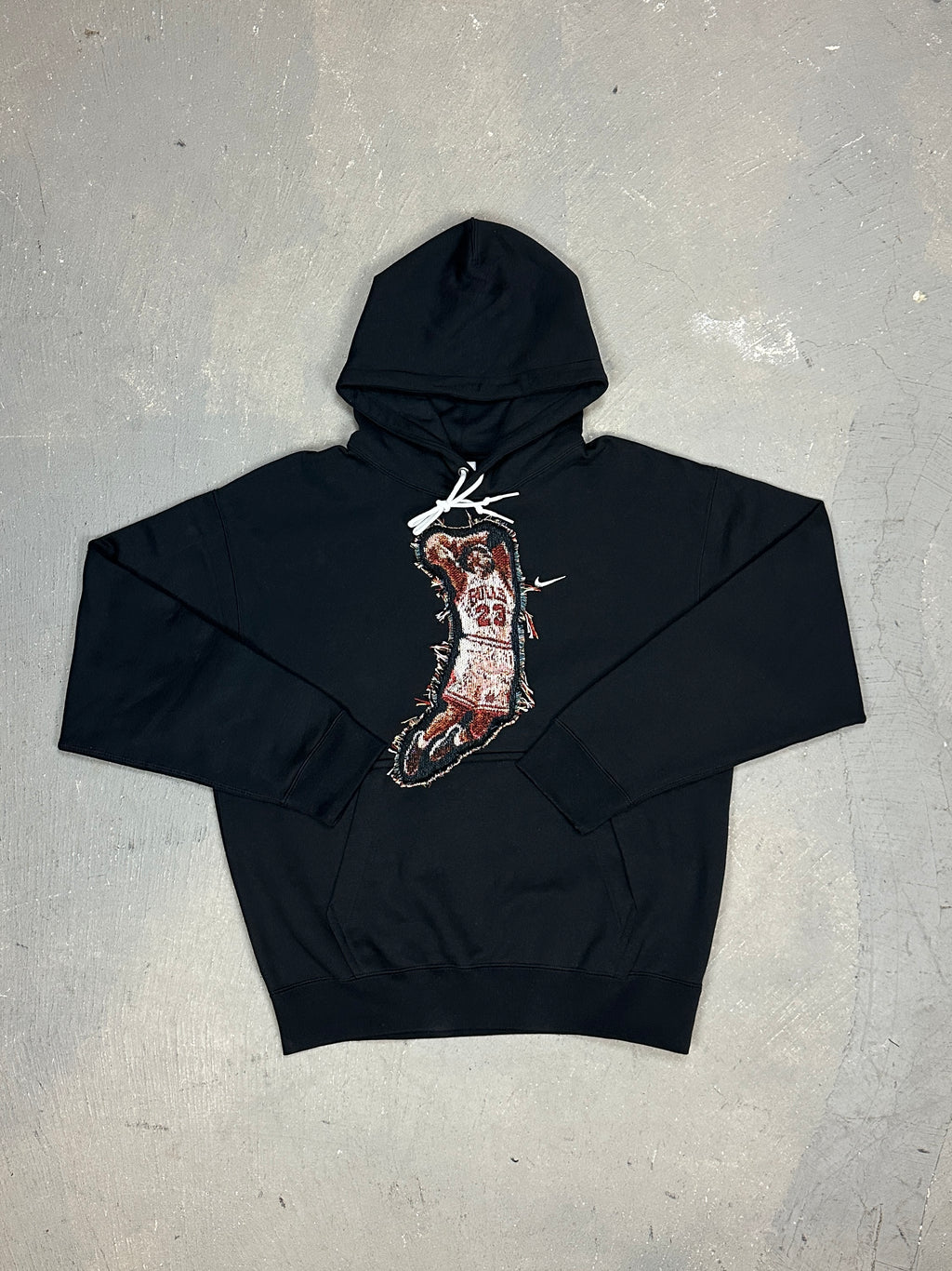 Black Hoodie with Basketball Man Patchwork