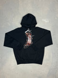 Black Hoodie with Basketball Man Patchwork