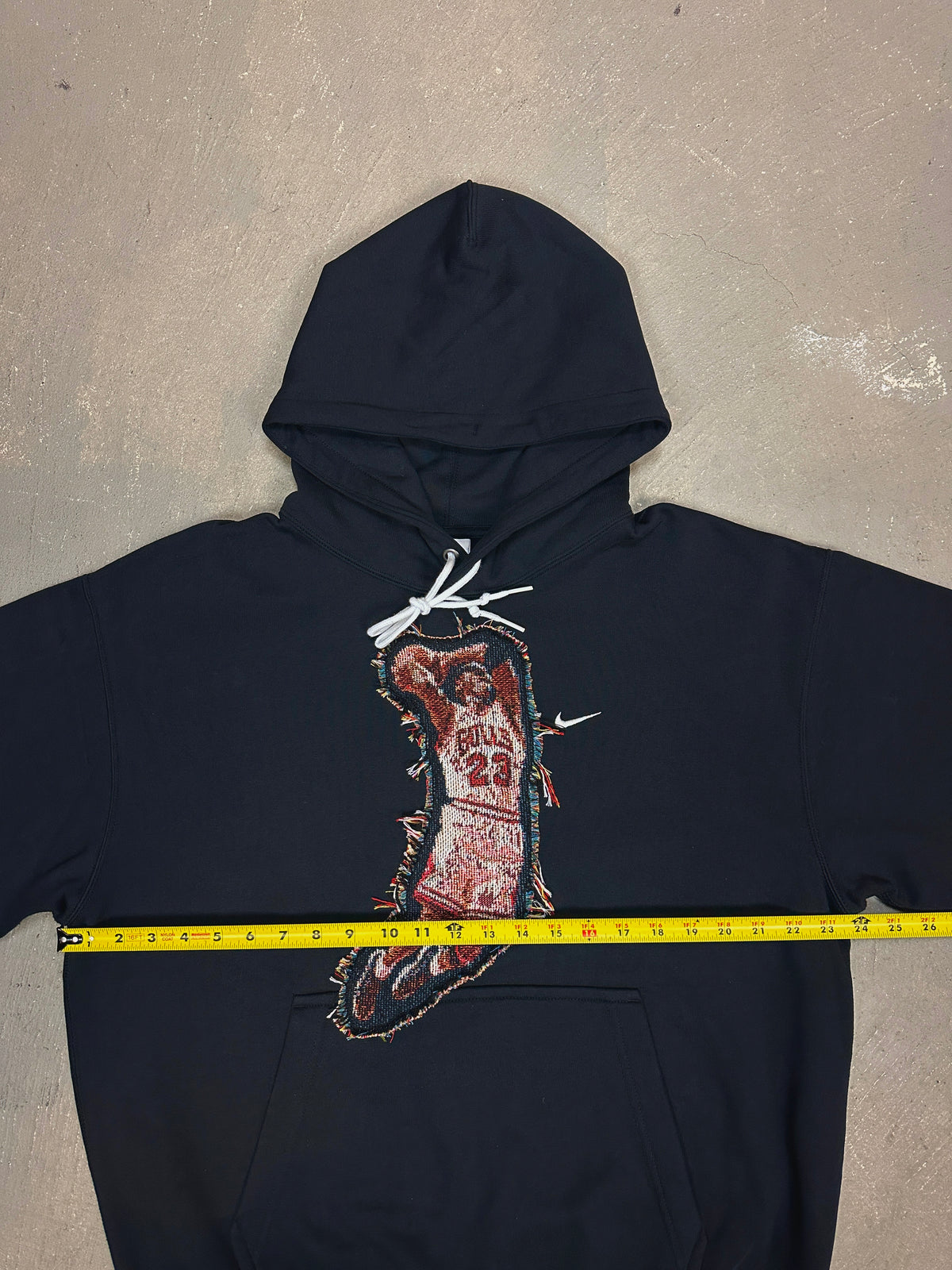 Black Hoodie with Basketball Man Patchwork