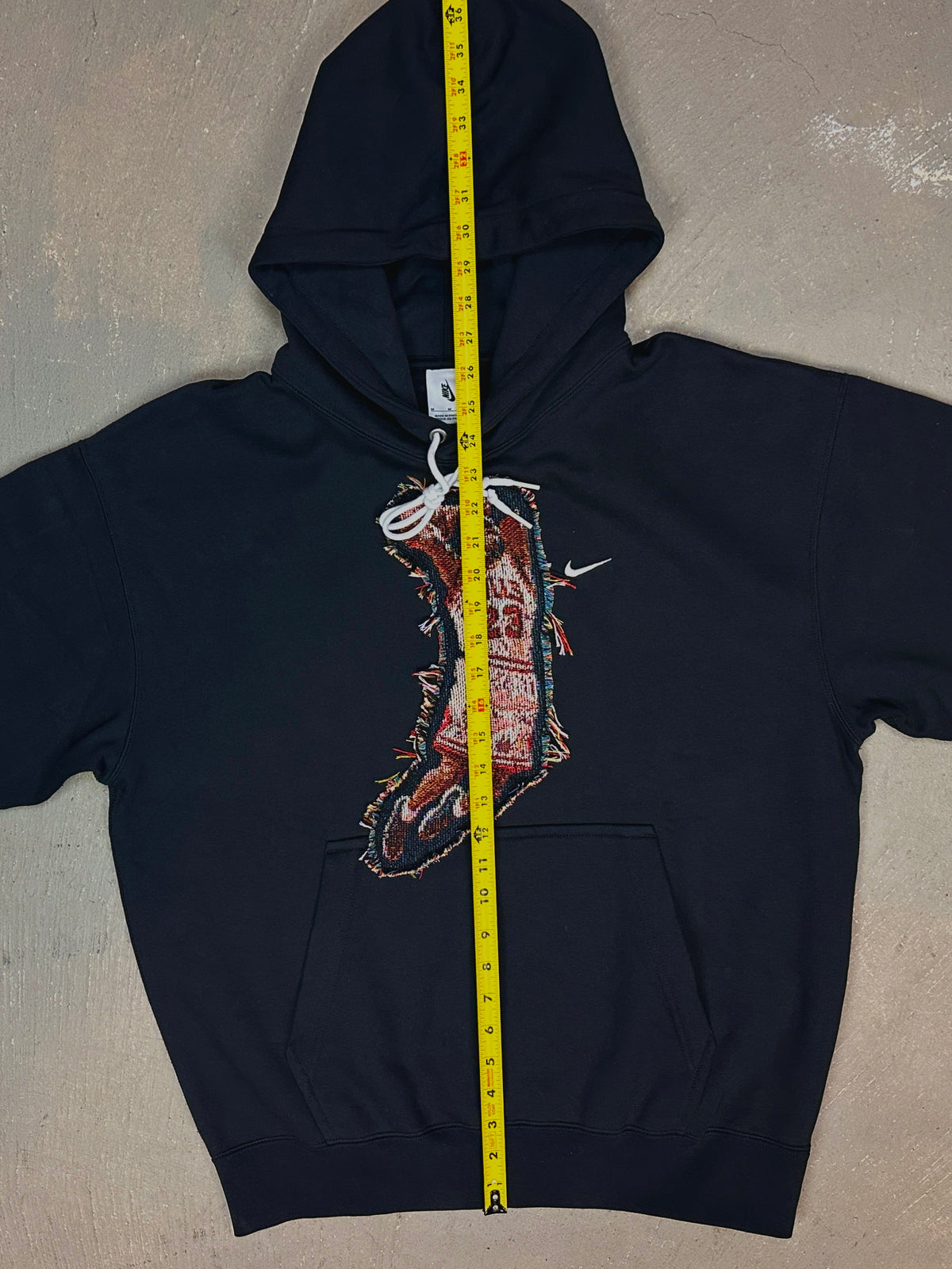 Black Hoodie with Basketball Man Patchwork