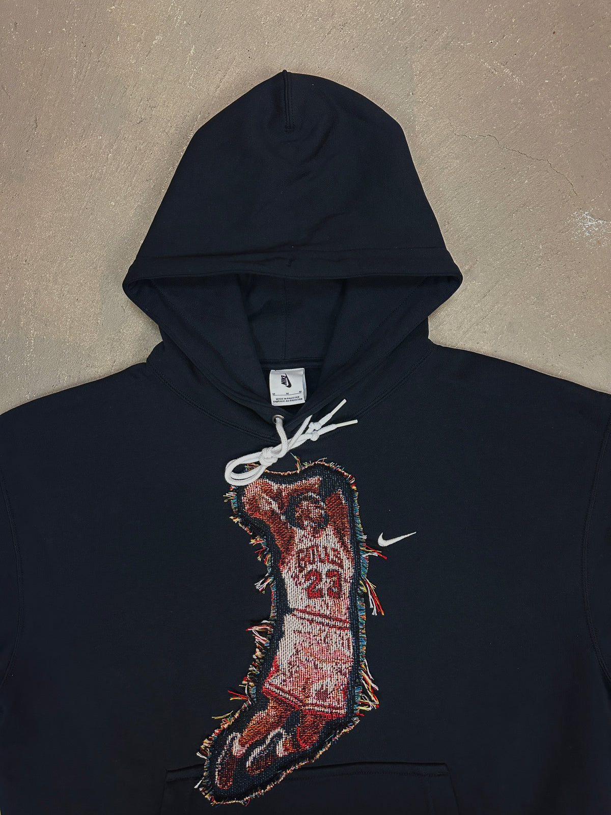 Black Hoodie with Basketball Man Patchwork