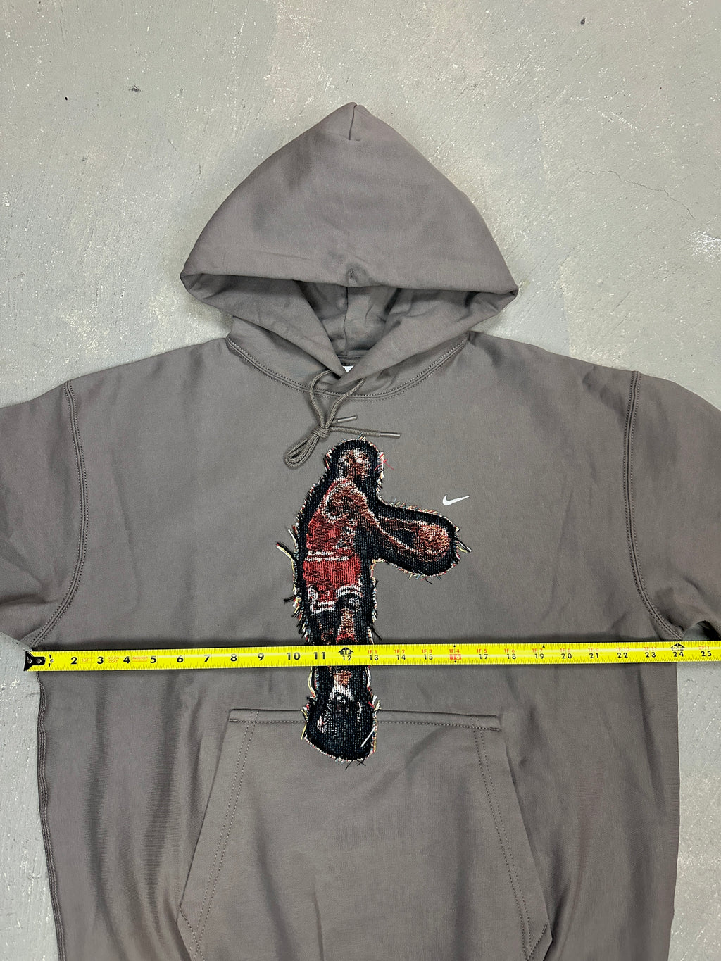 Grey Hoodie with Basketball Man Patchwork