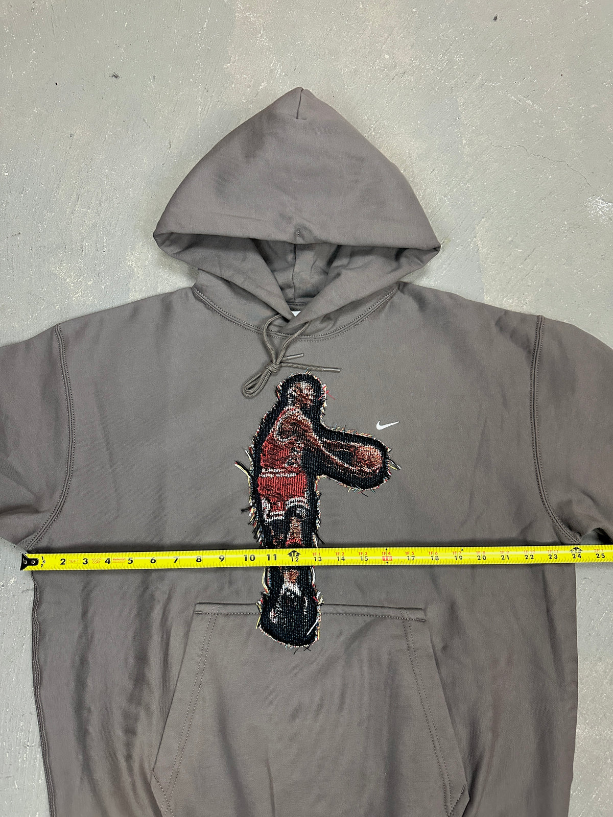 Grey Hoodie with Basketball Man Patchwork
