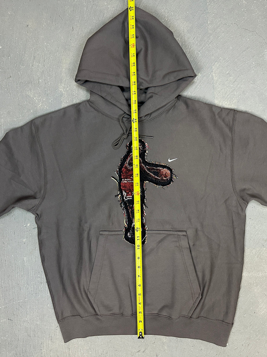 Grey Hoodie with Basketball Man Patchwork