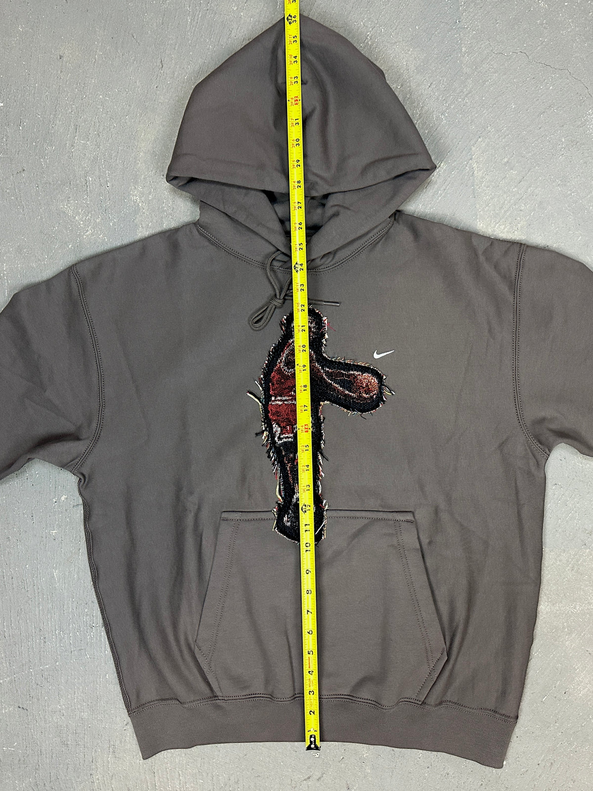 Grey Hoodie with Basketball Man Patchwork
