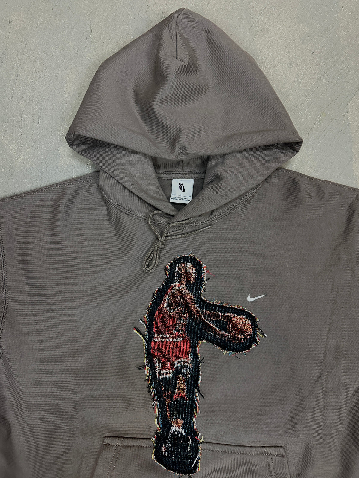 Grey Hoodie with Basketball Man Patchwork