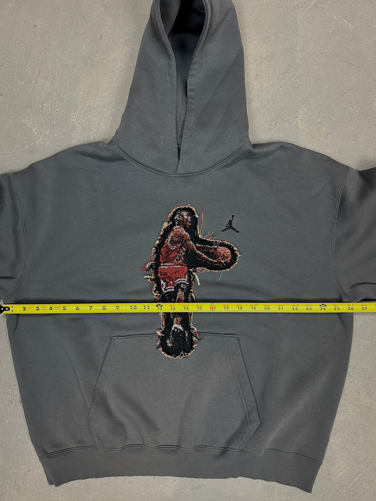 Grey Hoodie with Basketball Man Patchwork