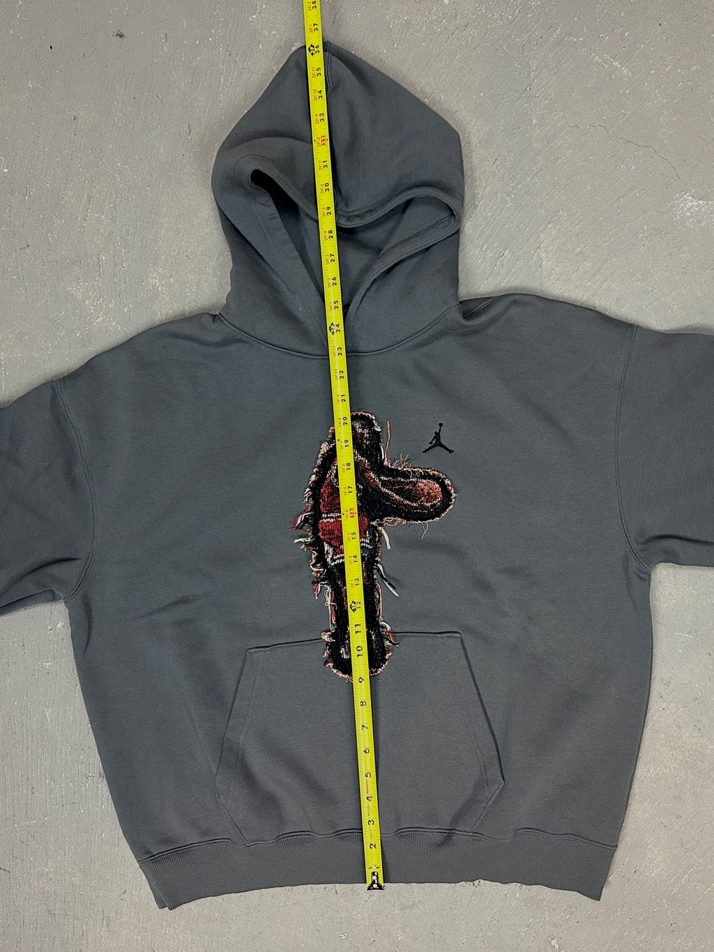 Grey Hoodie with Basketball Man Patchwork