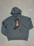 Grey Hoodie with Basketball Man Patchwork