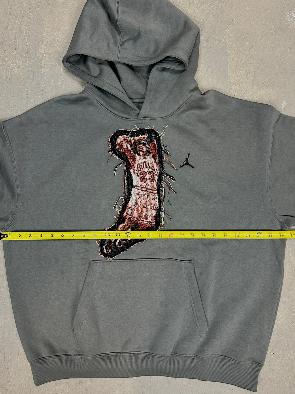 Grey Hoodie with Basketball Man Patchwork