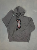 Grey Hoodie with Basketball Man Patchwork