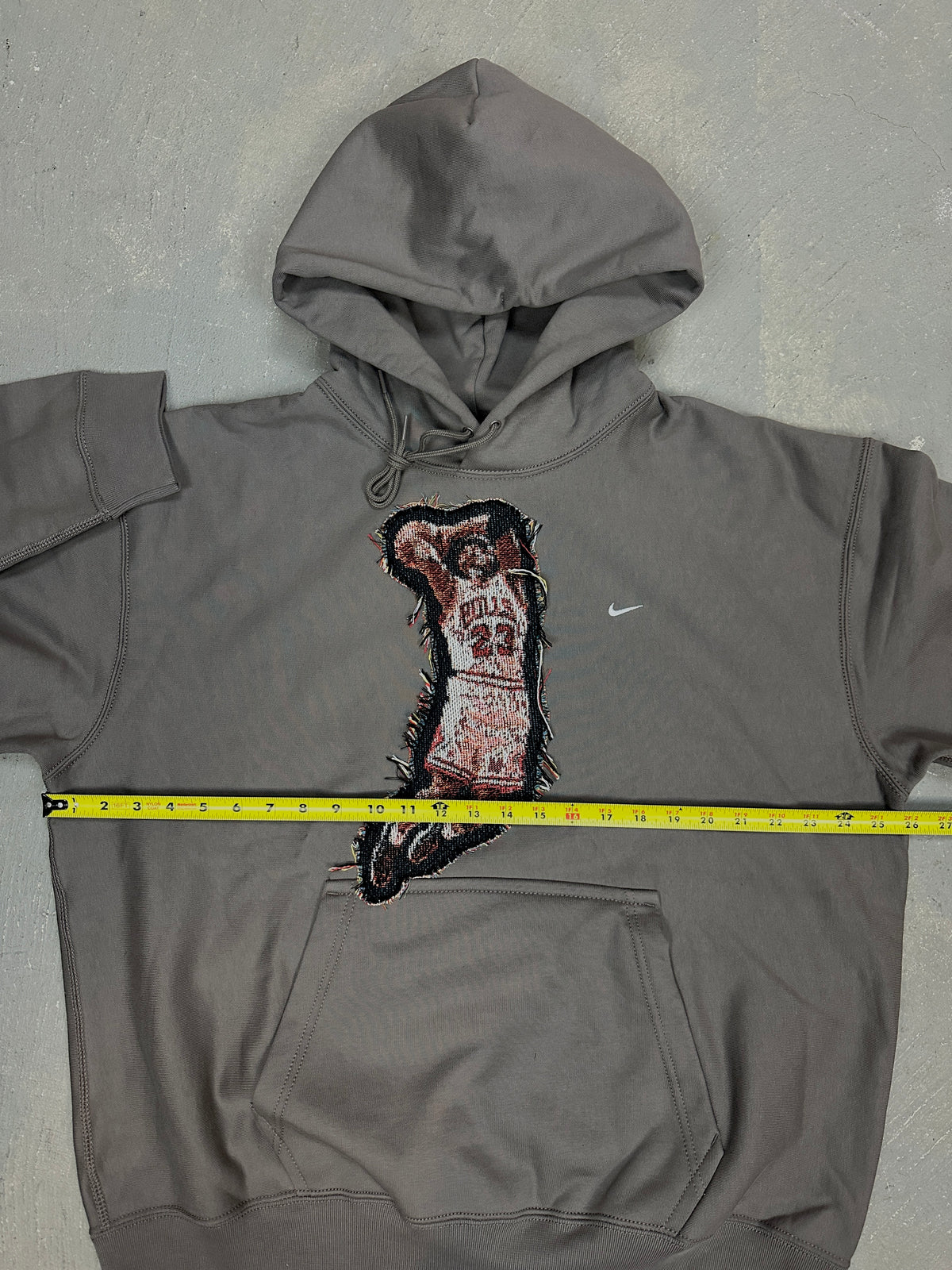 Grey Hoodie with Basketball Man Patchwork