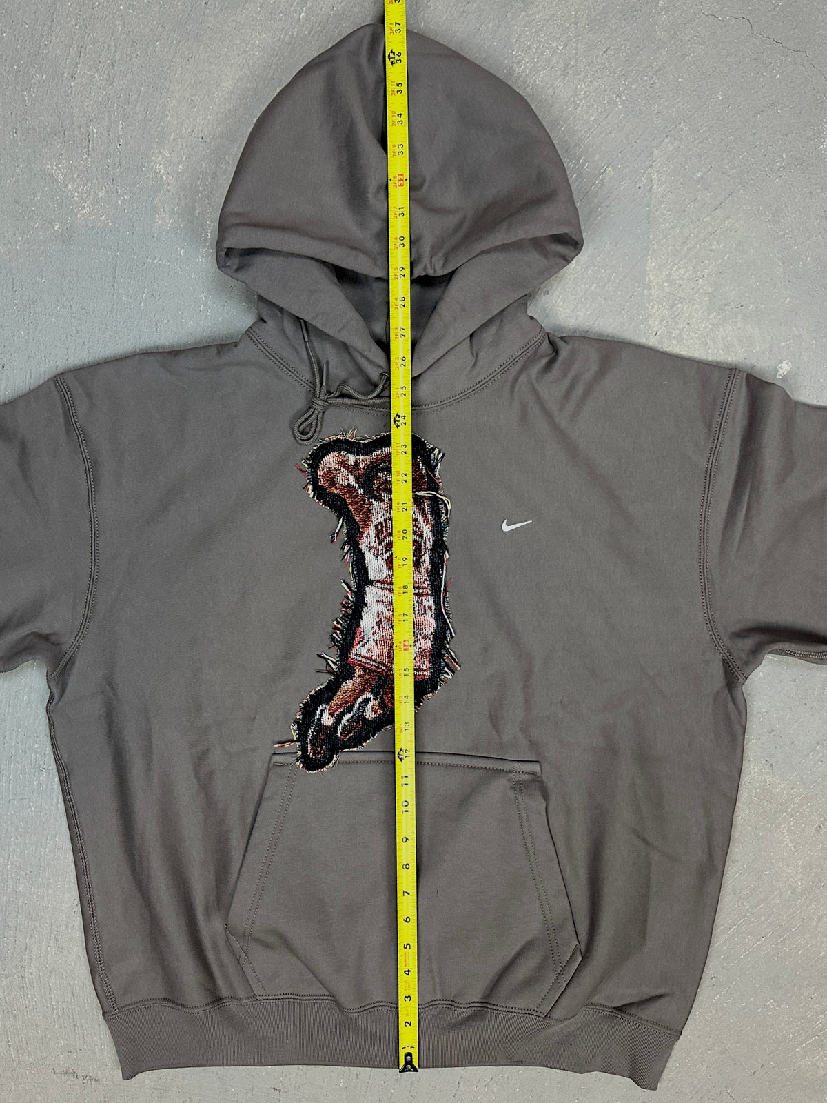 Grey Hoodie with Basketball Man Patchwork