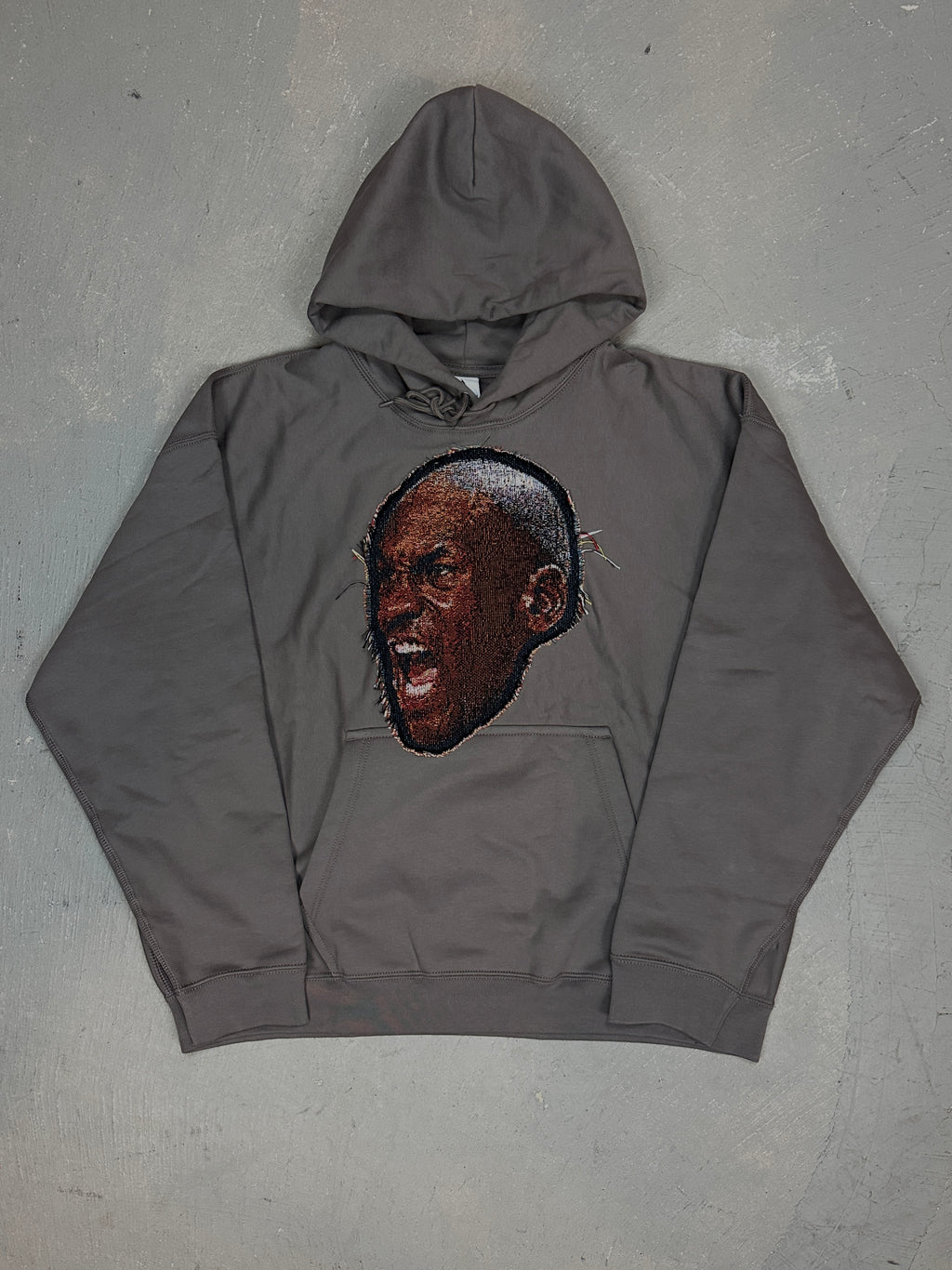 Grey Hoodie with Basketball Man Patchwork