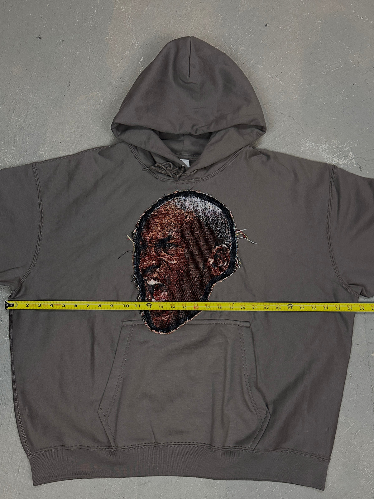 Grey Hoodie with Basketball Man Patchwork