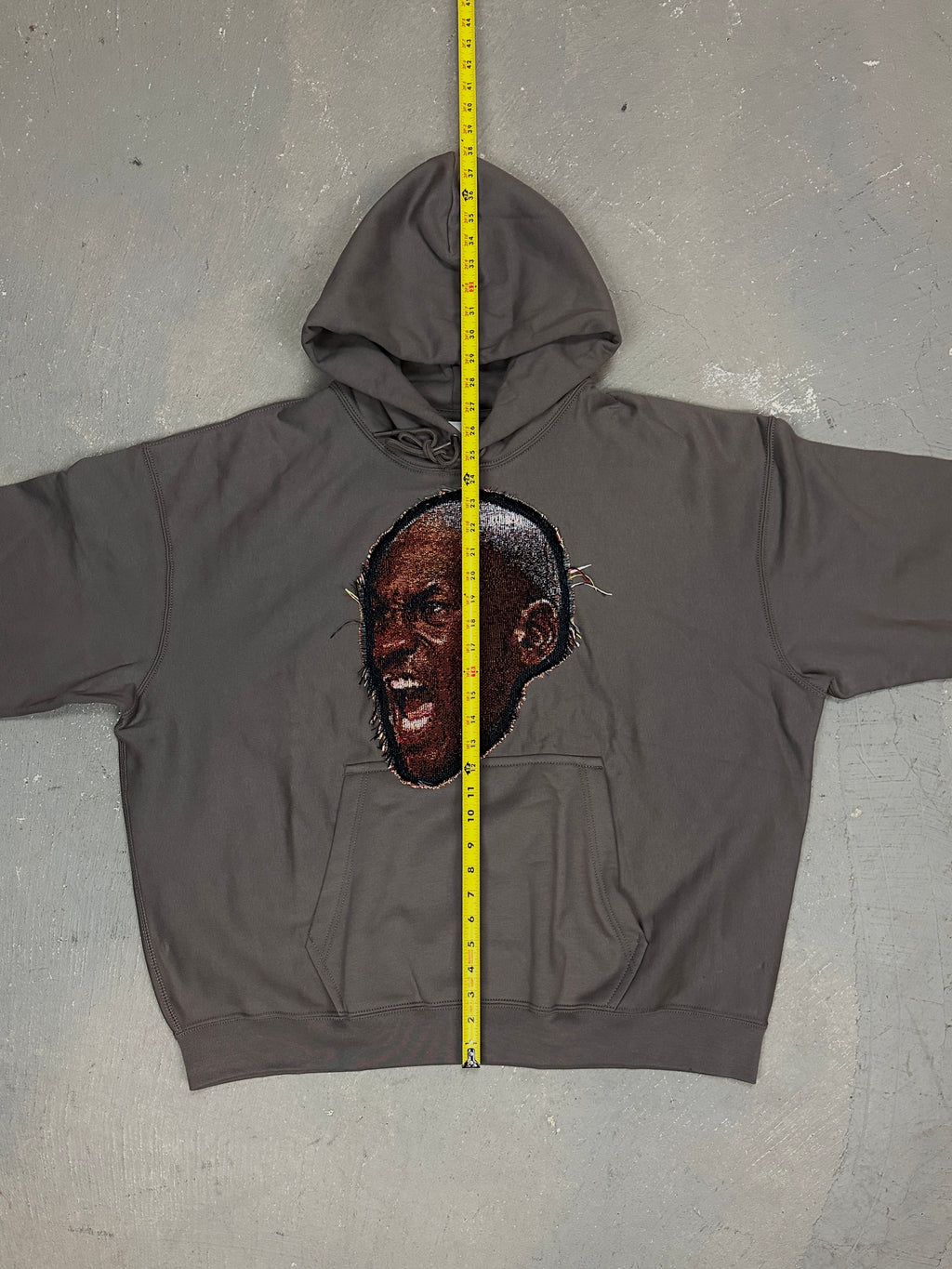 Grey Hoodie with Basketball Man Patchwork