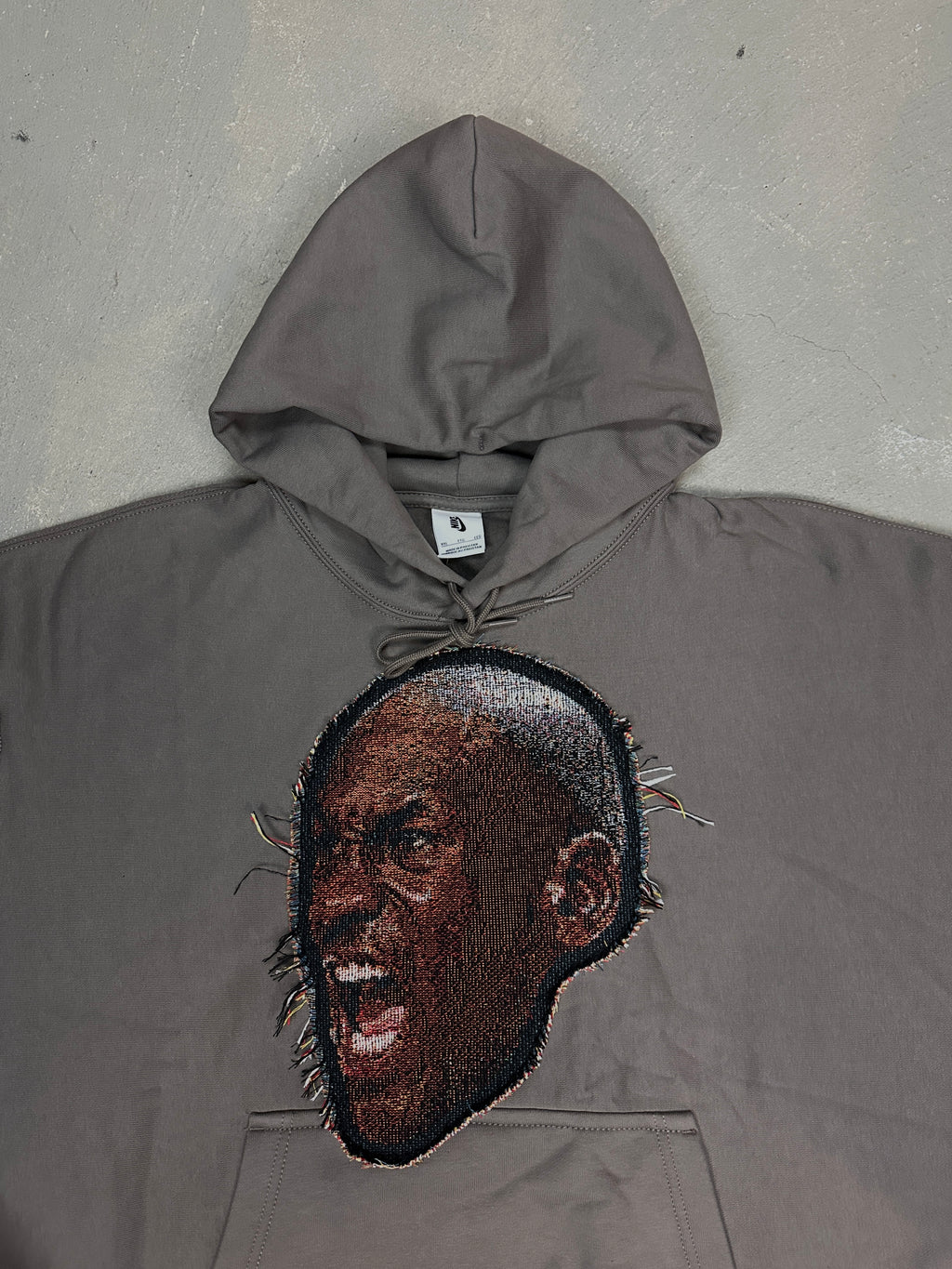Grey Hoodie with Basketball Man Patchwork