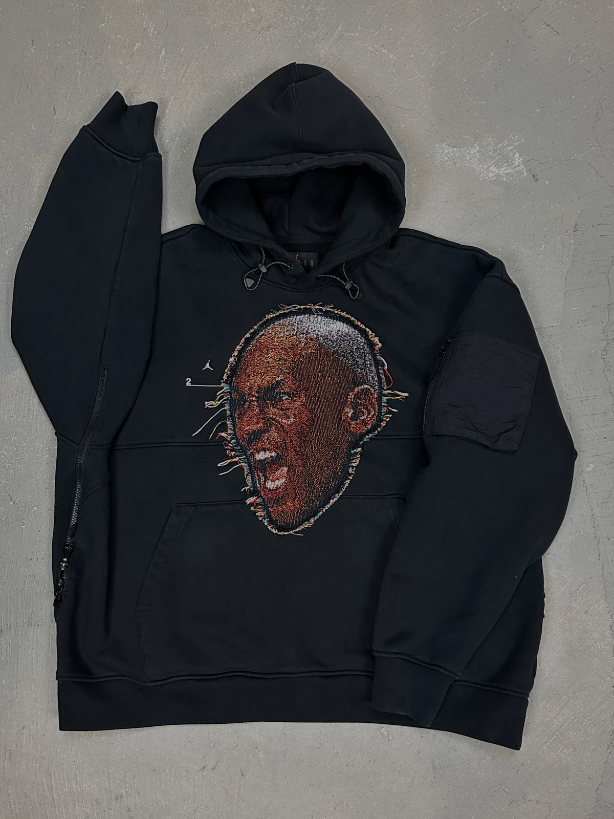Black Hoodie with Basketball Man Patchwork
