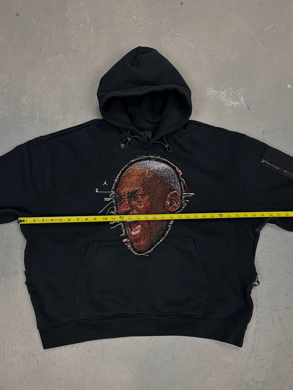 Black Hoodie with Basketball Man Patchwork