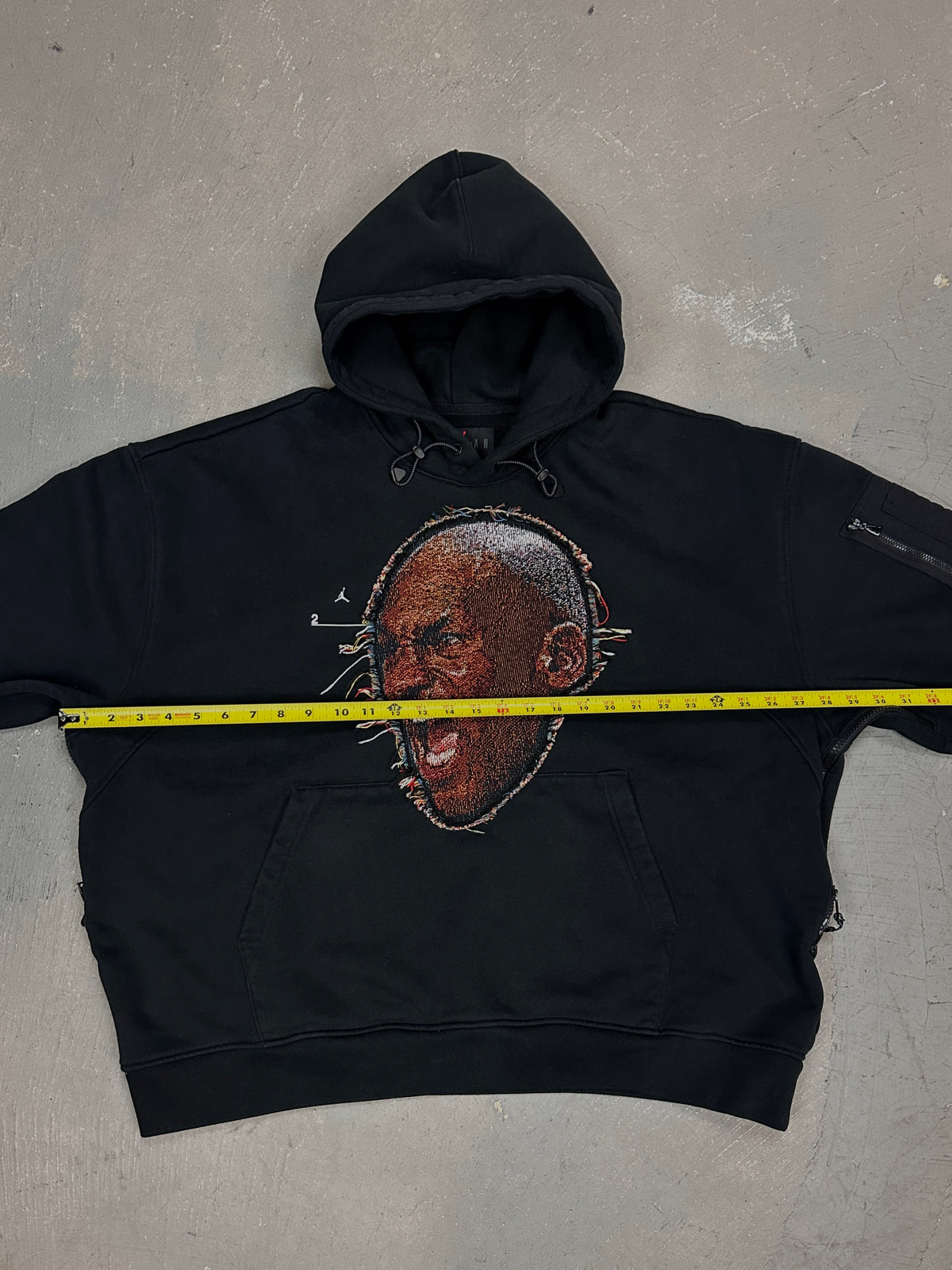 Black Hoodie with Basketball Man Patchwork