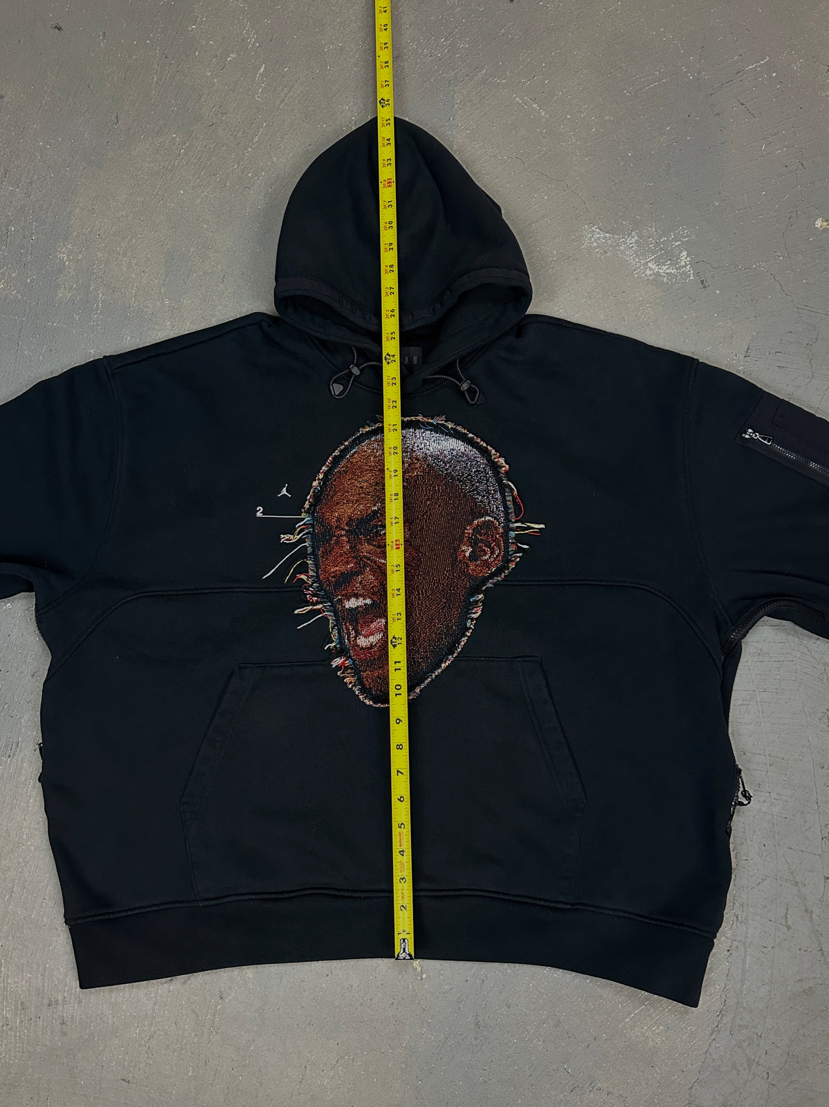 Black Hoodie with Basketball Man Patchwork