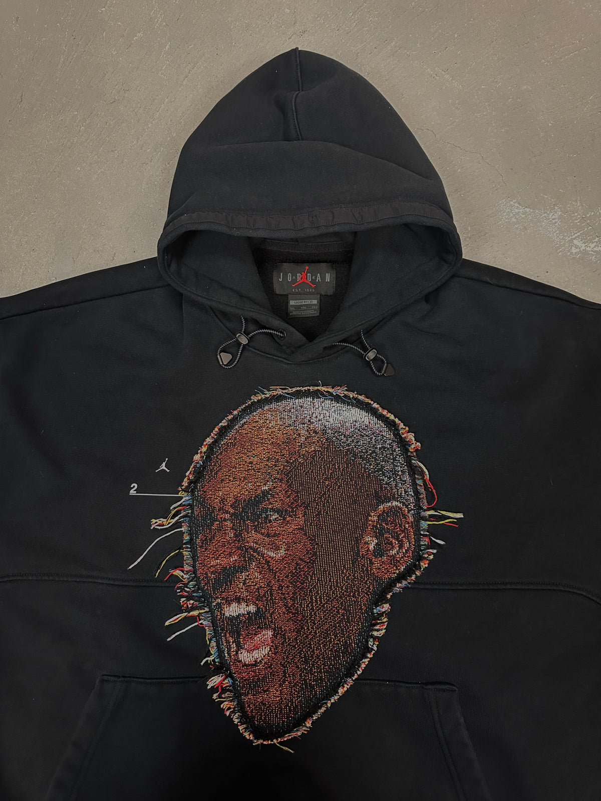 Black Hoodie with Basketball Man Patchwork