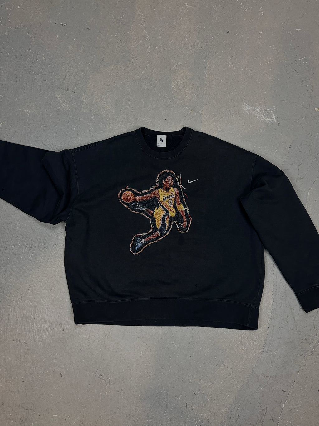 Black Crewneck with Basketball Man Patchwork