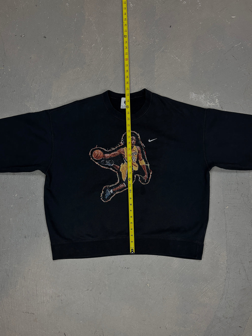 Black Crewneck with Basketball Man Patchwork