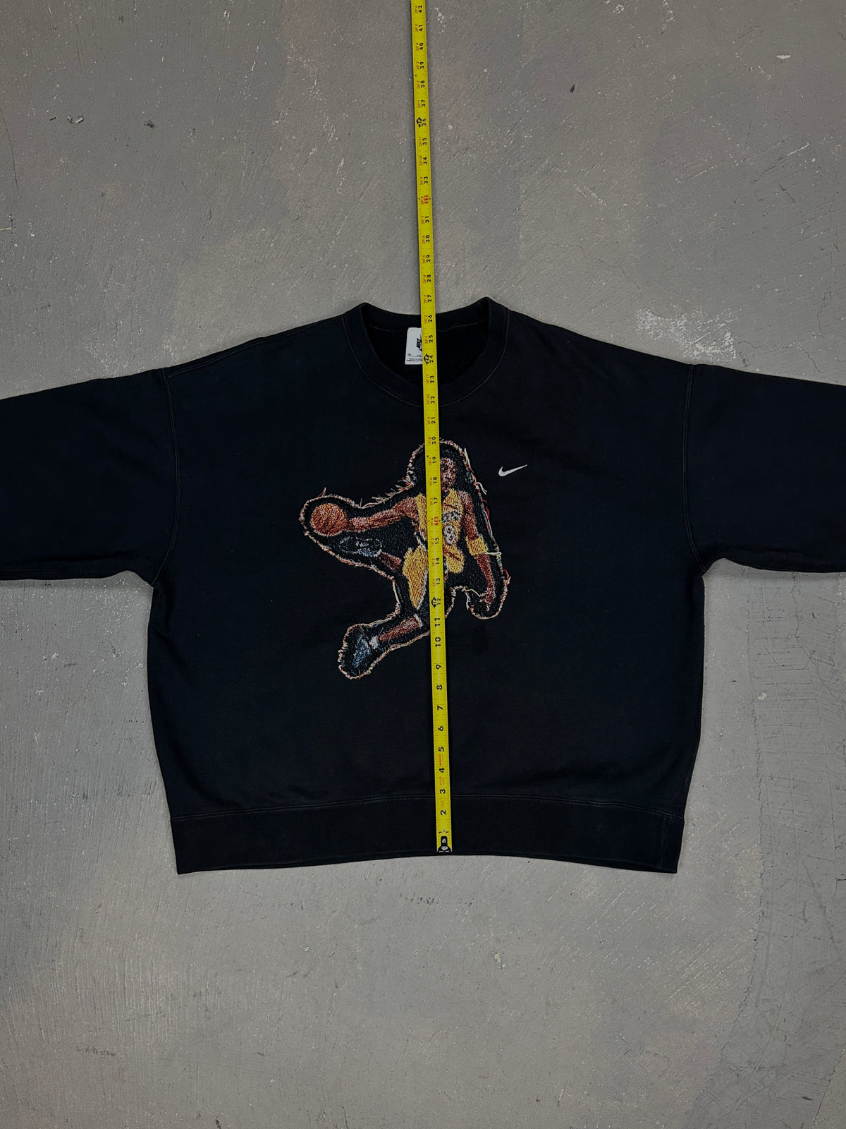 Black Crewneck with Basketball Man Patchwork