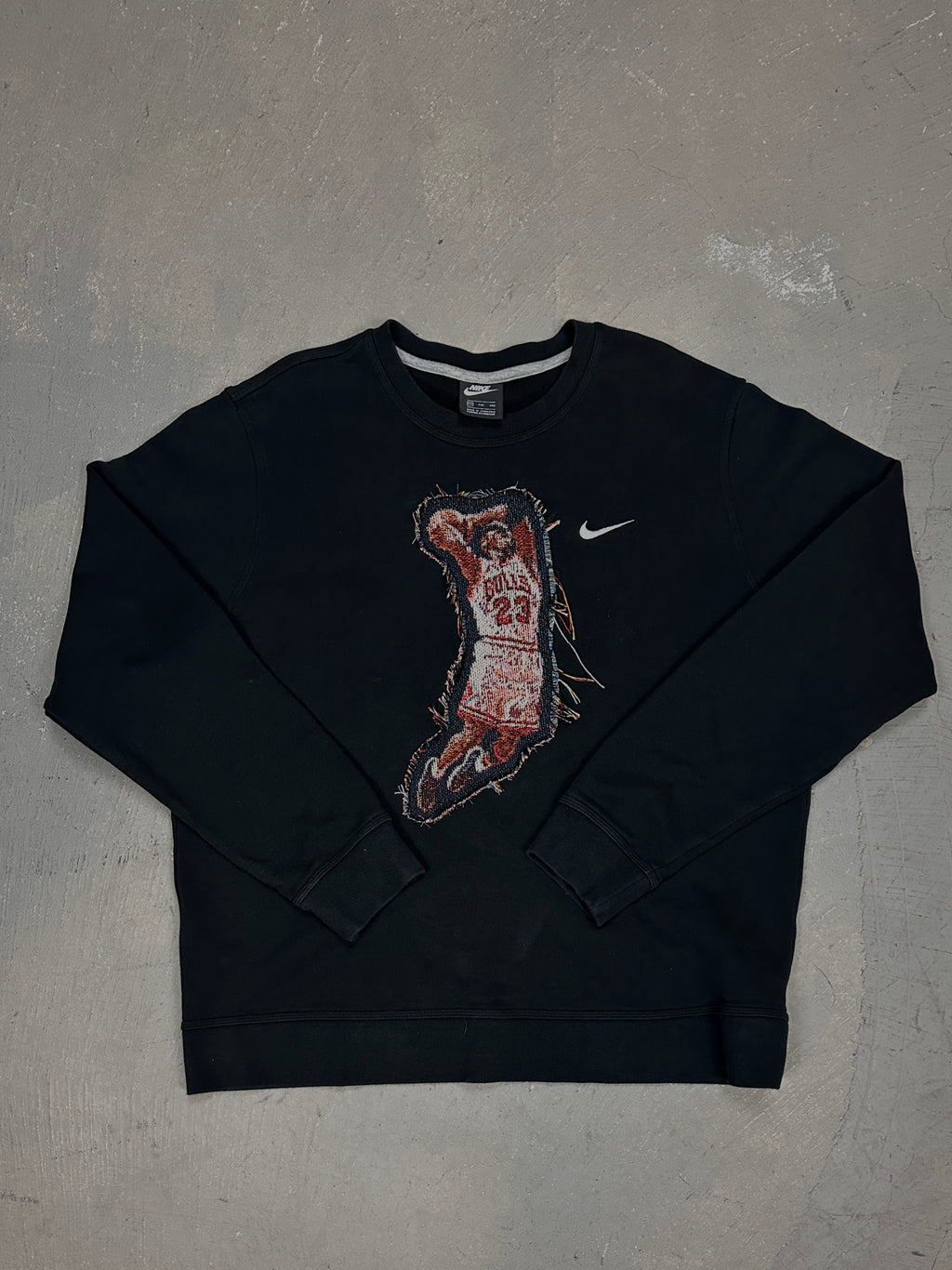 Black Crewneck with Basketball Man Patchwork