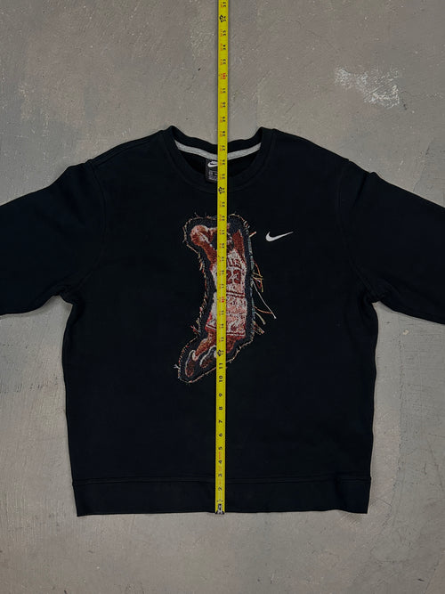 Black Crewneck with Basketball Man Patchwork