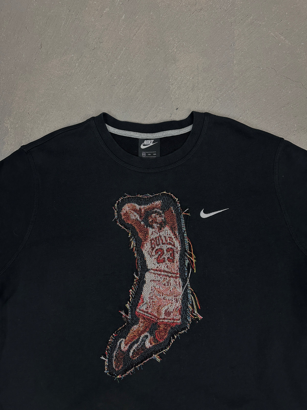 Black Crewneck with Basketball Man Patchwork