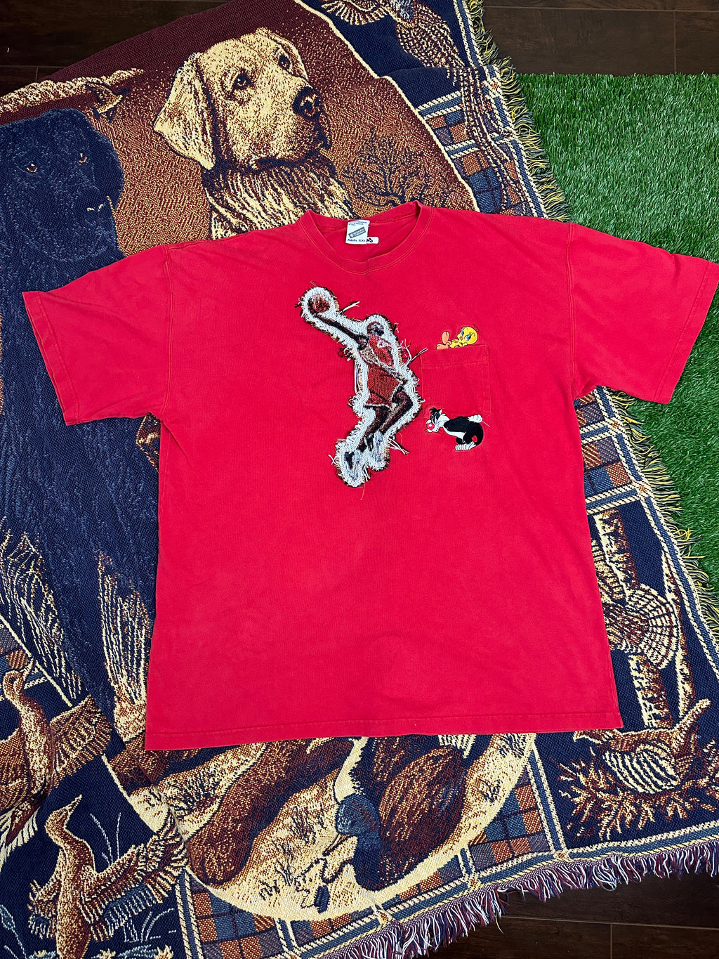 Warner Bro Vintage Tee with Lebron Patchwork