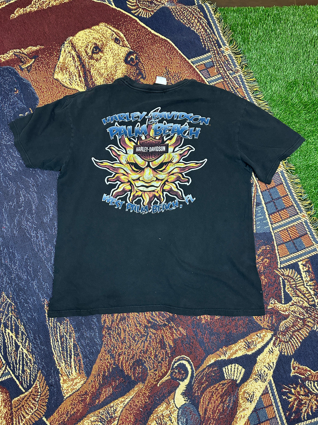 Harley Davidson Vintage Tee with Basketball Man Patchwork