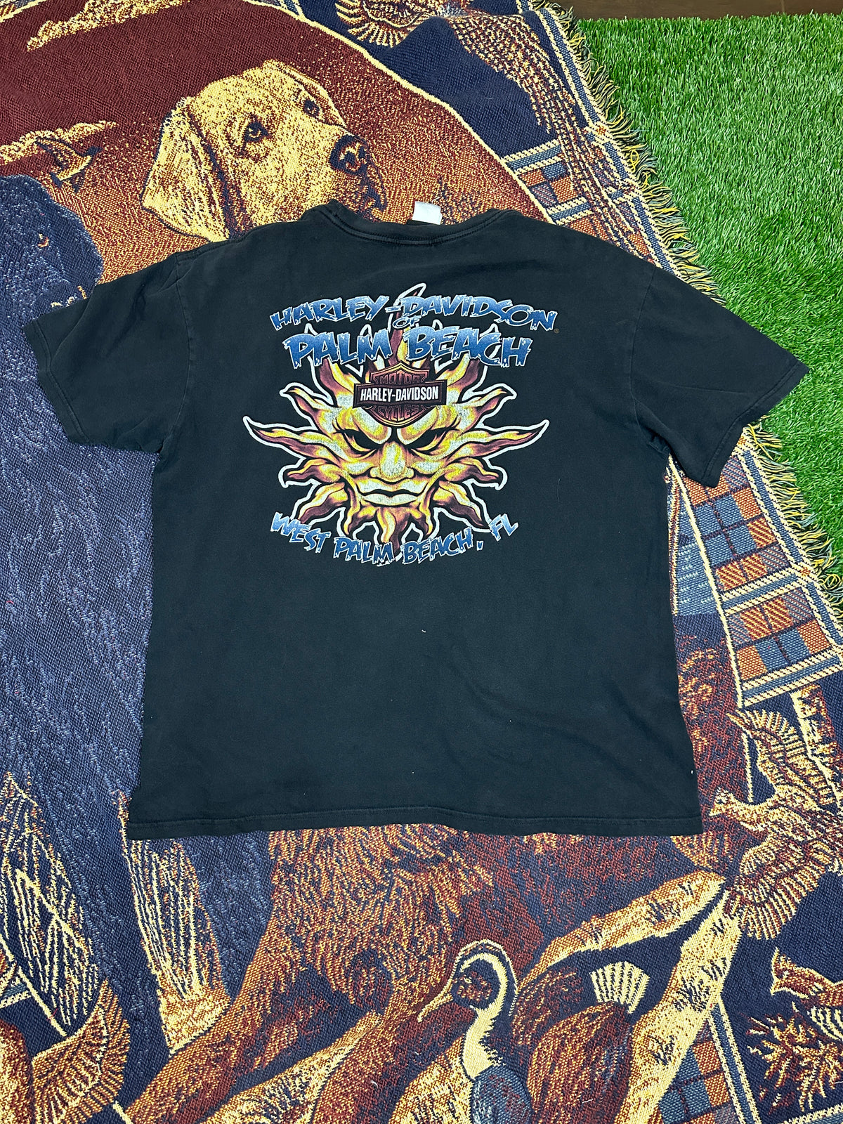 Harley Davidson Vintage Tee with Basketball Man Patchwork