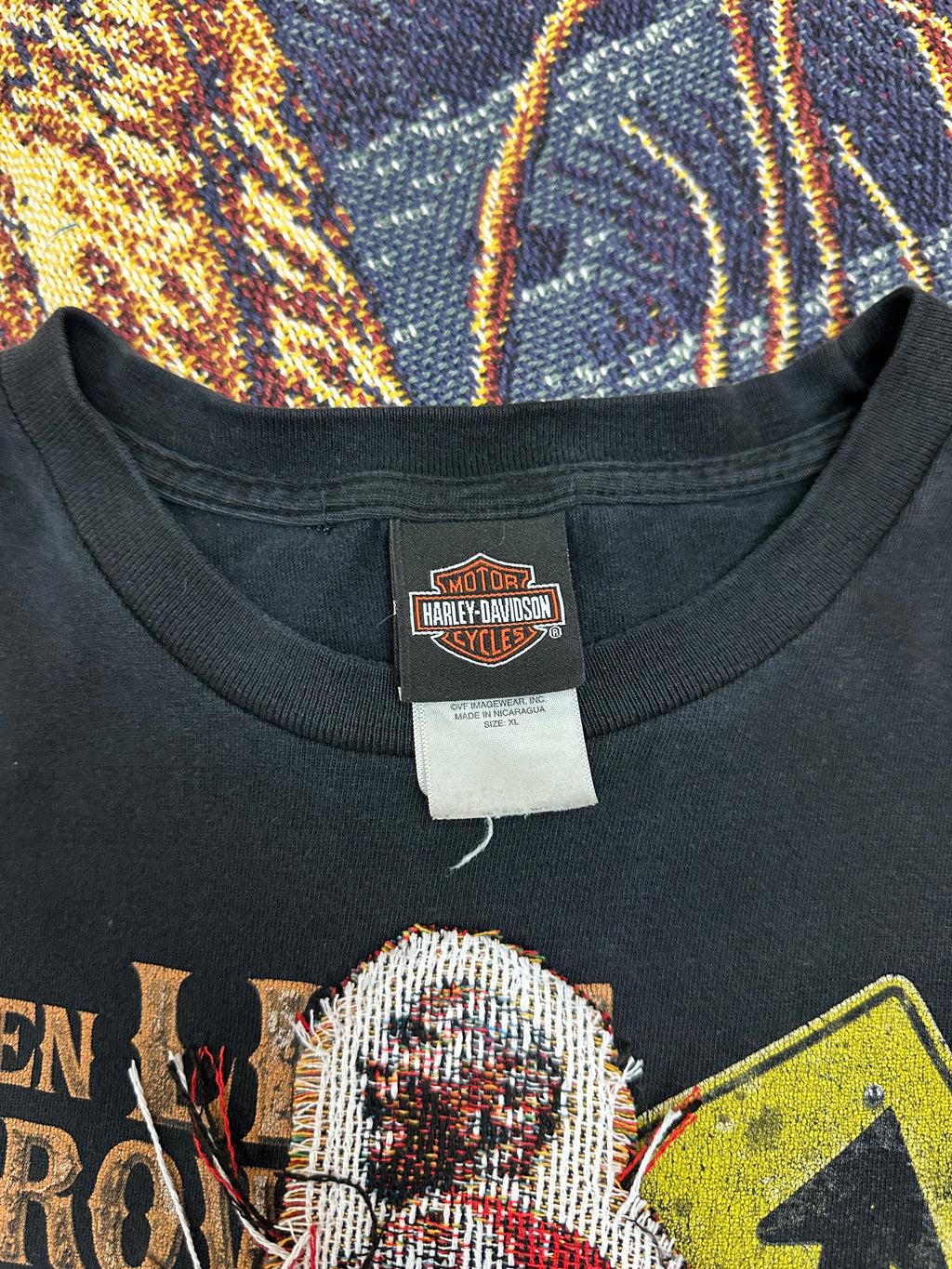Harley Davidson Vintage Tee with Basketball Man Patchwork
