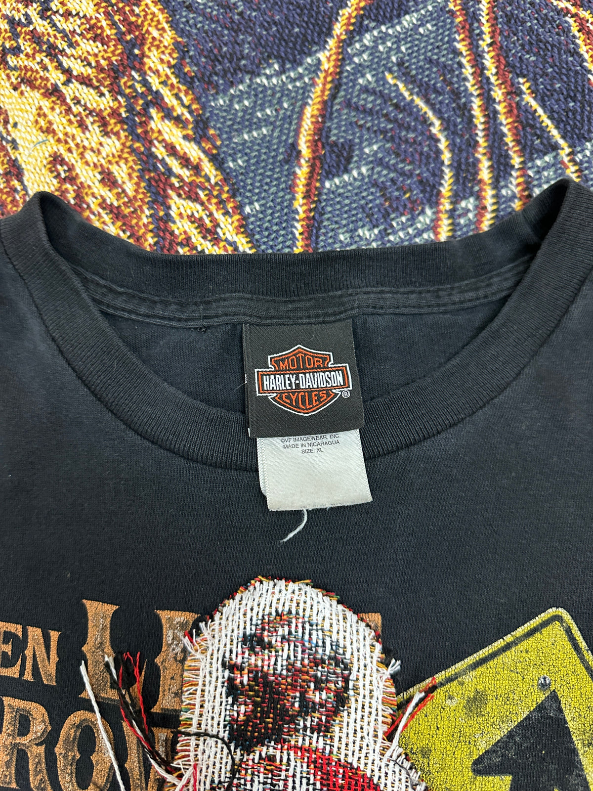Harley Davidson Vintage Tee with Basketball Man Patchwork