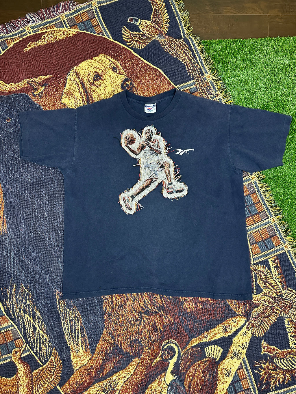 Reebok Vintage Tee with Basketball Man Patchwork