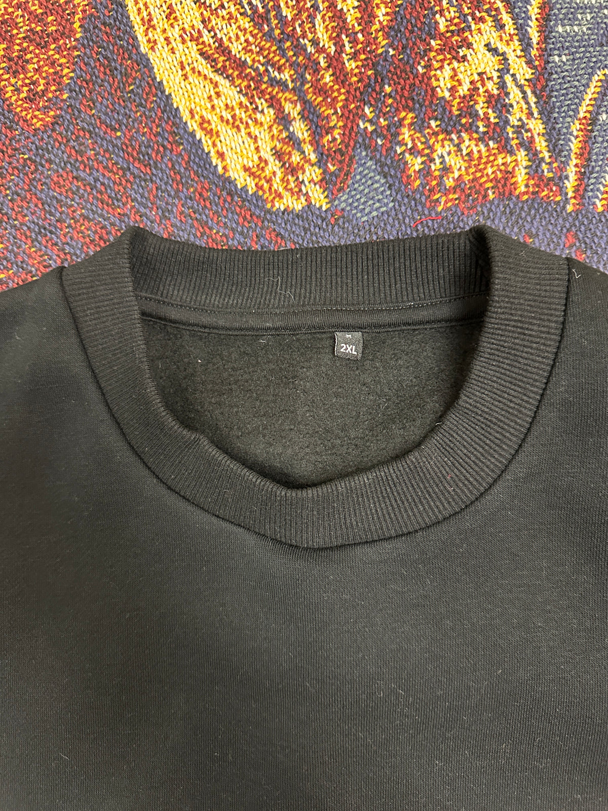 Black Crewneck with Car Patchwork