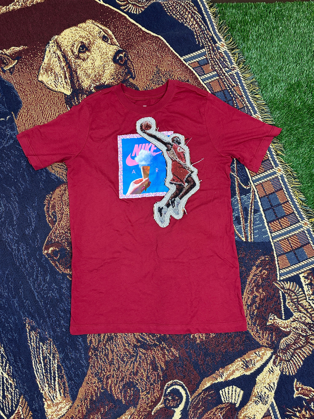 Nike Tee with Baskerball Man Patchwork