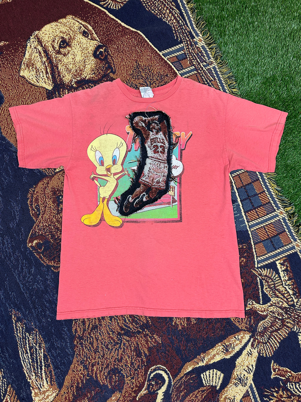 Looney Tunes Vintage Tee with Basketball Man Patchwork