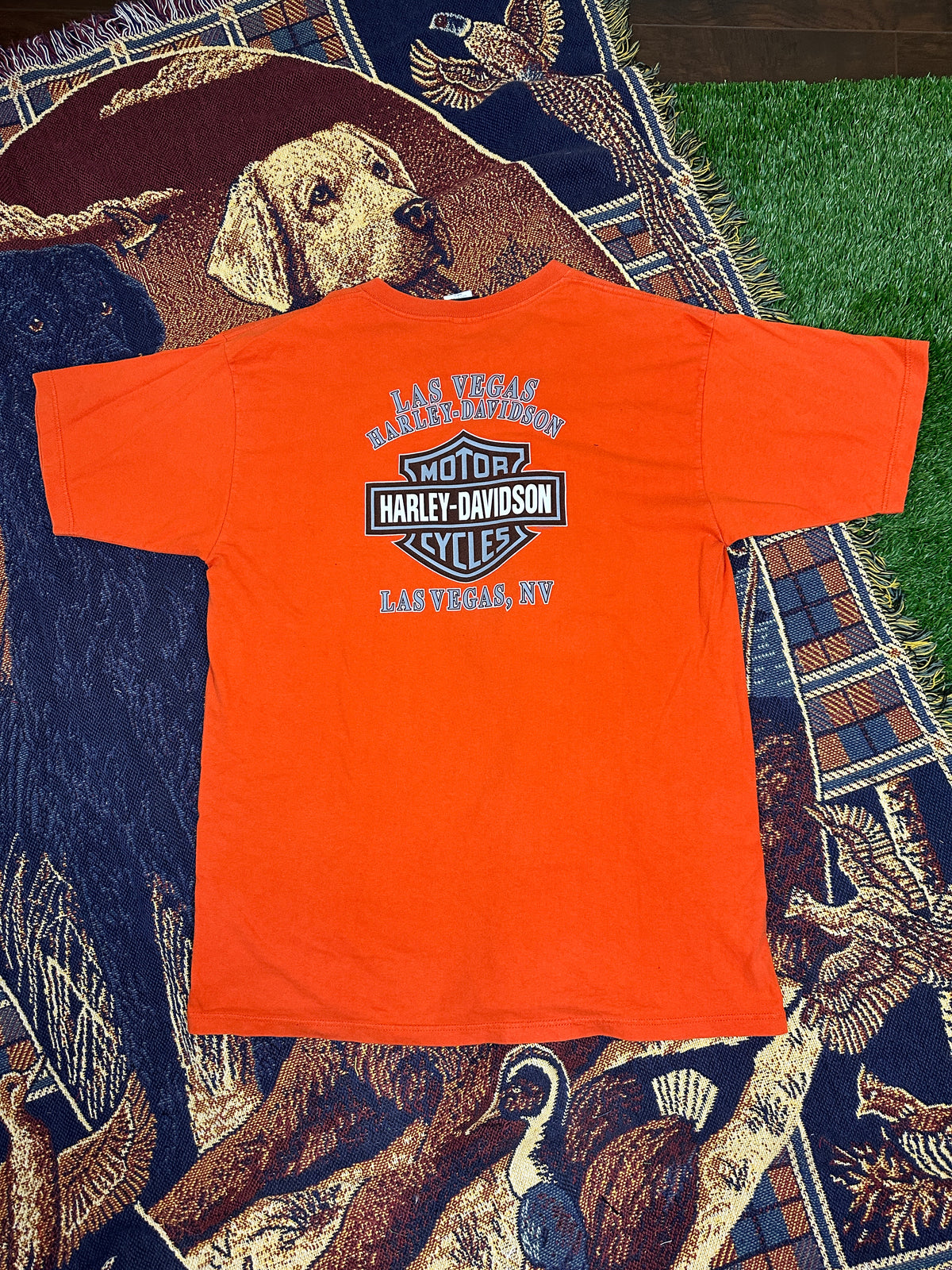 Harley Davidson Vintage Tee with Basketball Man Patchwork