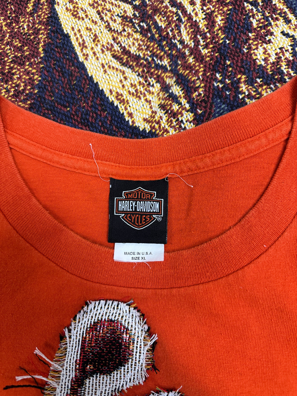 Harley Davidson Vintage Tee with Basketball Man Patchwork