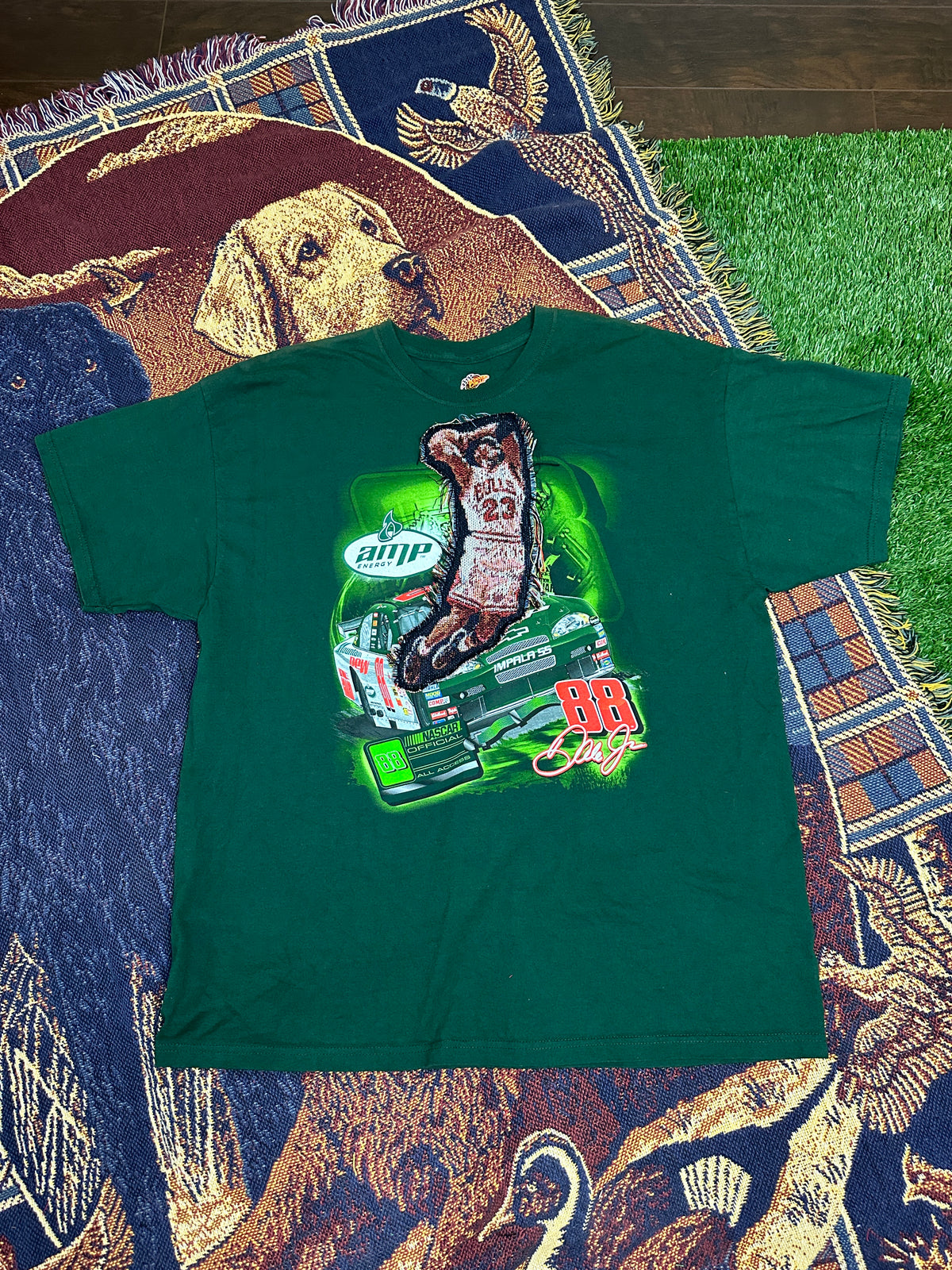 Racing Tee Vintage with Basketball Man Patchwork