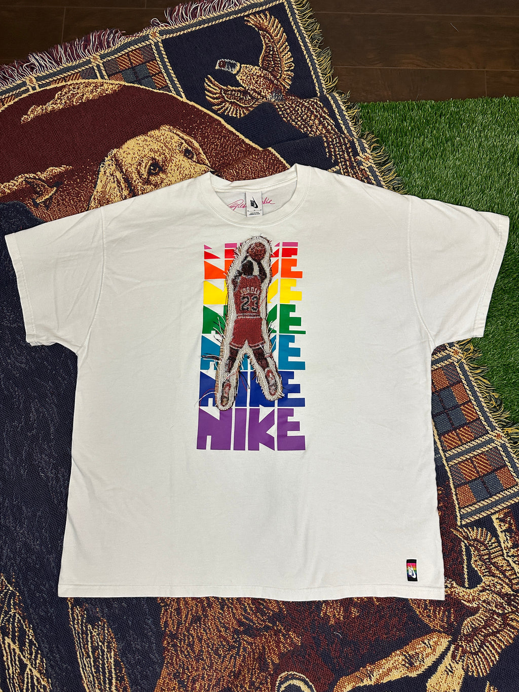 Nike Tee Used with Basketball Man Patchwork