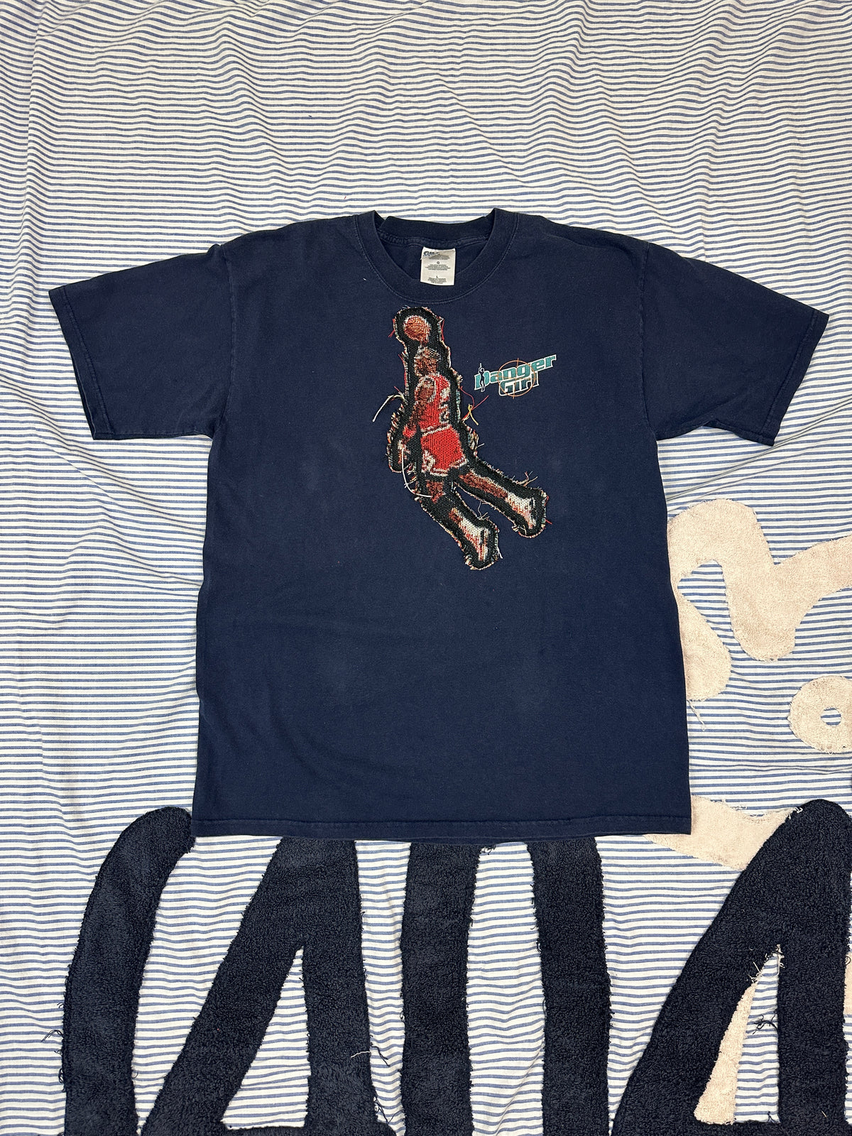 Danger Girl Vintage Tee with Basketball Man Patchwork